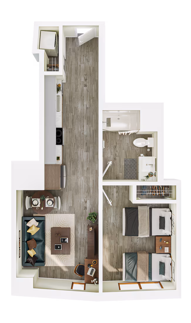 1BR/1BA - Double - A5 Double Occupancy floor plan